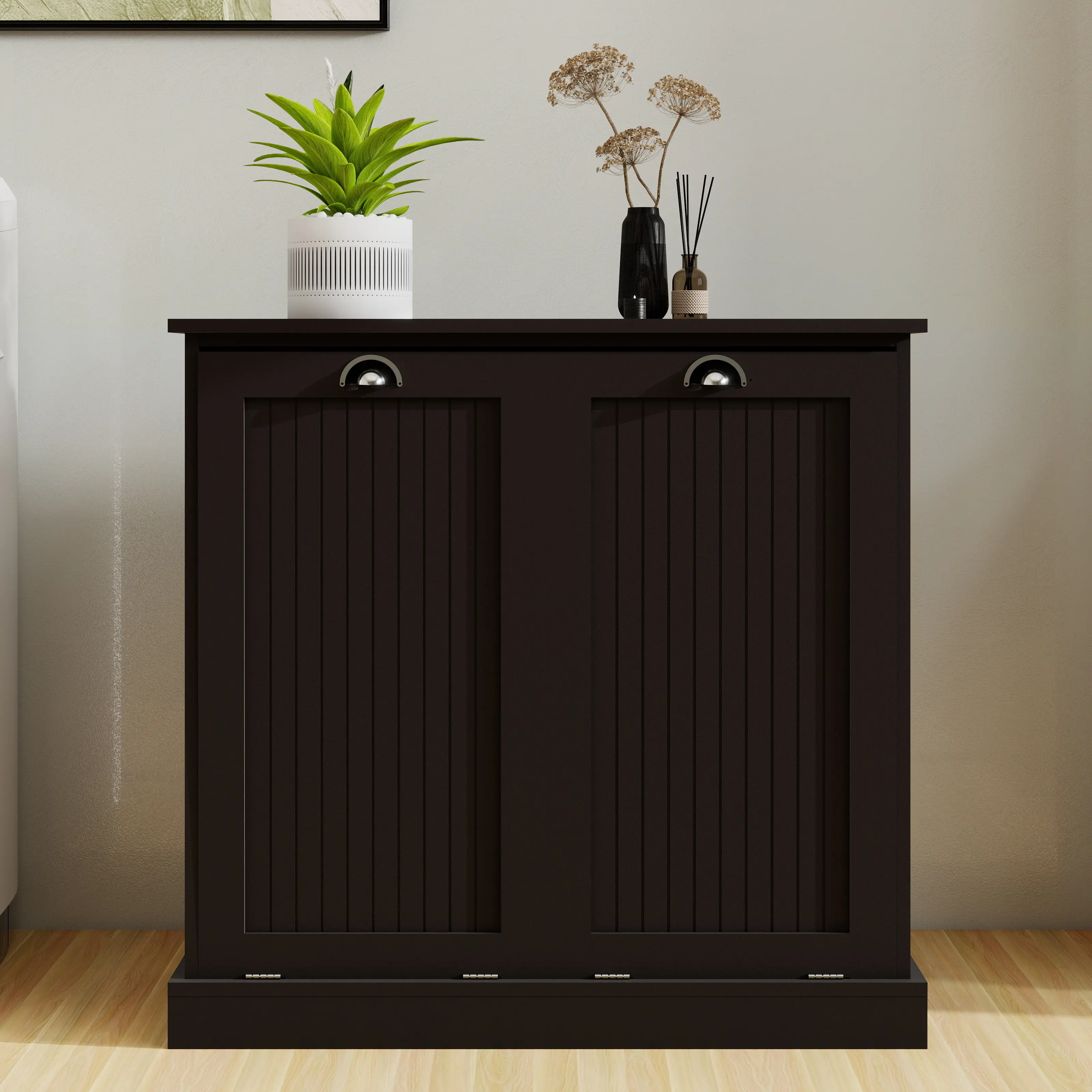 Dreamzon Two-Compartment Tilt-Out Laundry Sorter Cabinet-Black