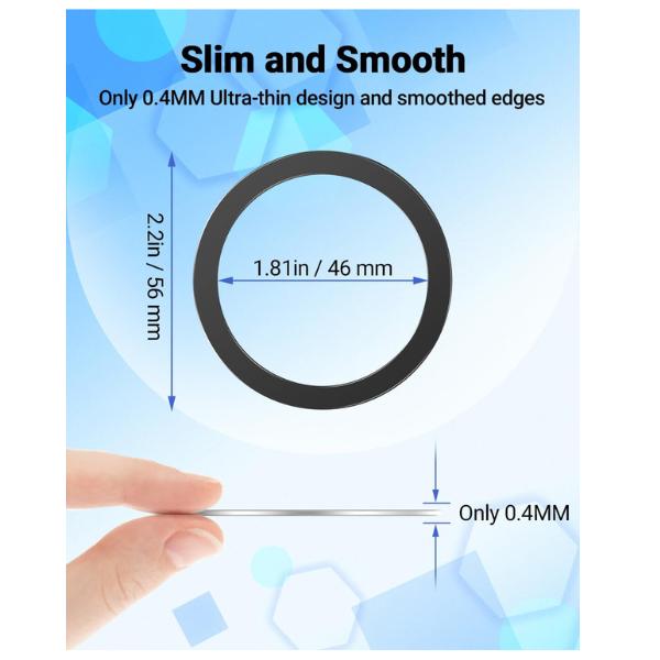 4-Pack Ultra-Thin Metal Rings – 0.4mm Magnetic Stickers for iPhone 12-16, Galaxy S24/S23/S22, Wallets, Grips & Car Mounts