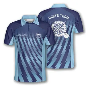 Darts Gradient Blue Custom Polo Shirts for Men, Custom Dart Jersey for Team, Dar