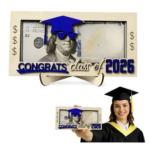 Graduation Gifts 2026 Money Holder, Wooden Graduation Money Cash Envelope Box for Class of 2026 Senior College University Graduates Holiday Christmas Gifts