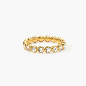 en route Tennis Ring in Gold, US Size 5-8, Line of Delicate Sparkle Stackable for Effortless Everyday Layering