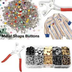 100 Sets 9.5mm Metal Snaps Buttons with Fastener Pliers Press Tool Kit Perfect for Youngers Crafts Clothes Hats and Sewing,Snap Button Fasteners Kit for Youngers Clothing Sewing