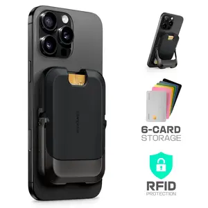 SUPCASE MagSafe Wallet with Stand – RFID Blocking Chip | Holds 6 Cards | Works with All Phones (Includes Magnetic Ring!) | Strong 3000g Magnet for iPhone 16/15/14/13/12