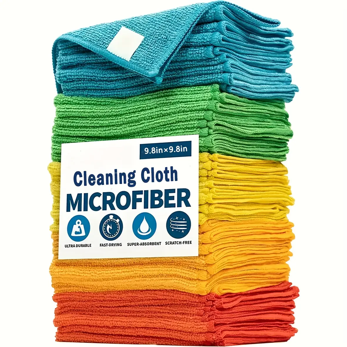 MRD'S HOME Microfiber Cleaning Cloths (10/20/50 Multiple Packs, 10pcs Option) - Ultra-Absorbent, 1200 Washes, Streak-Free Shine, Durable, Easy-Clean, Ideal for Car/Wash & Home Use