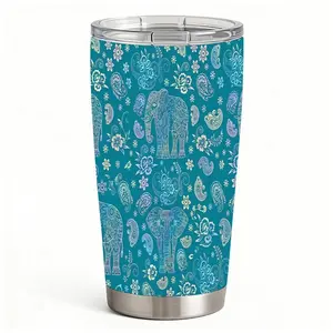 20oz Bohemian Mandala Elephant Paisley Stainless Steel Tumbler， Tumbler with Lid Double Wall Vacuum Insulated Travel Mug
