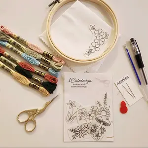 embroidery kit for beginner flower stick and stitch Beginner Embroidery