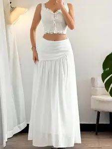 Women's Plain Skirt, Elegant A Line Skirt for Beach Holiday Vacation, Ladies Clothes for All Seasons, Solid Color Skirt, ladies bottoms, women trousers, fashion bottoms, lady pants, women apparel