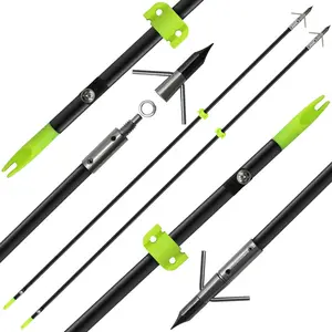 2/8Pack 34 Inches Bowfishing Arrows 8mm Fiberglass Fishing Arrow with Removeable Tips and Safety Slides for Archery Bow Fishing