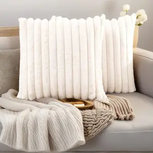 Luxury Faux Plush Throw Blanket and Pillow Set, Soft and Fluffy Design, 18x18 Inch Perfect Home Décor for Sofa and Living Room