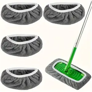 4-piece fiber cleaning mop replacement pad, reusable cleaning pad, washable or machine washable compatible with Swift mop, household cleaning replacement pad can be wet or dry mopped, easily capturing hair