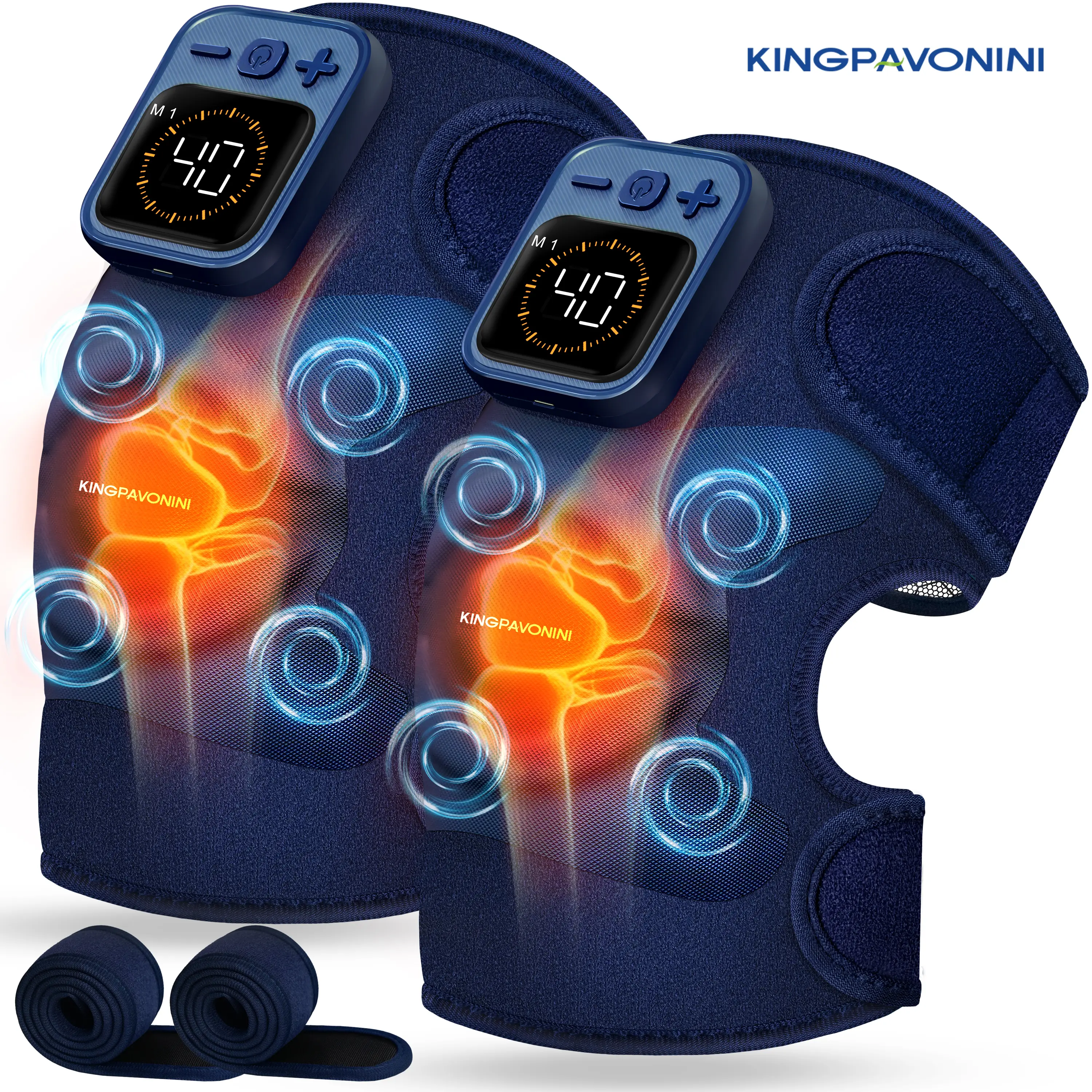 KingPavonini  3-in-1 Wireless Knee Massager with Heat, Cold & Vibration – Upgraded 4 Powerful Motors, Heating Pad for Knee, Shoulder & Elbow, Leg Massager for Women & Men, FSA/HSA Eligible, Self-Care Gift for Adults
