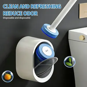 Toilet Scrubber Kit with Self-Cleaning Disposable Pads – No Pre-Rinse, No Mess, No Odor , Simplifies Bathroom Hygiene Brush