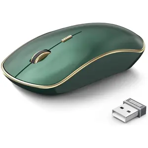 2.4G Slim Wireless Silent Mouse, Portable Wireless Computer Mouse with 5 Adjustable DPI Levels, USB Mice for Desktop, Notebook, MacBook, Chromebook, PC (Green)