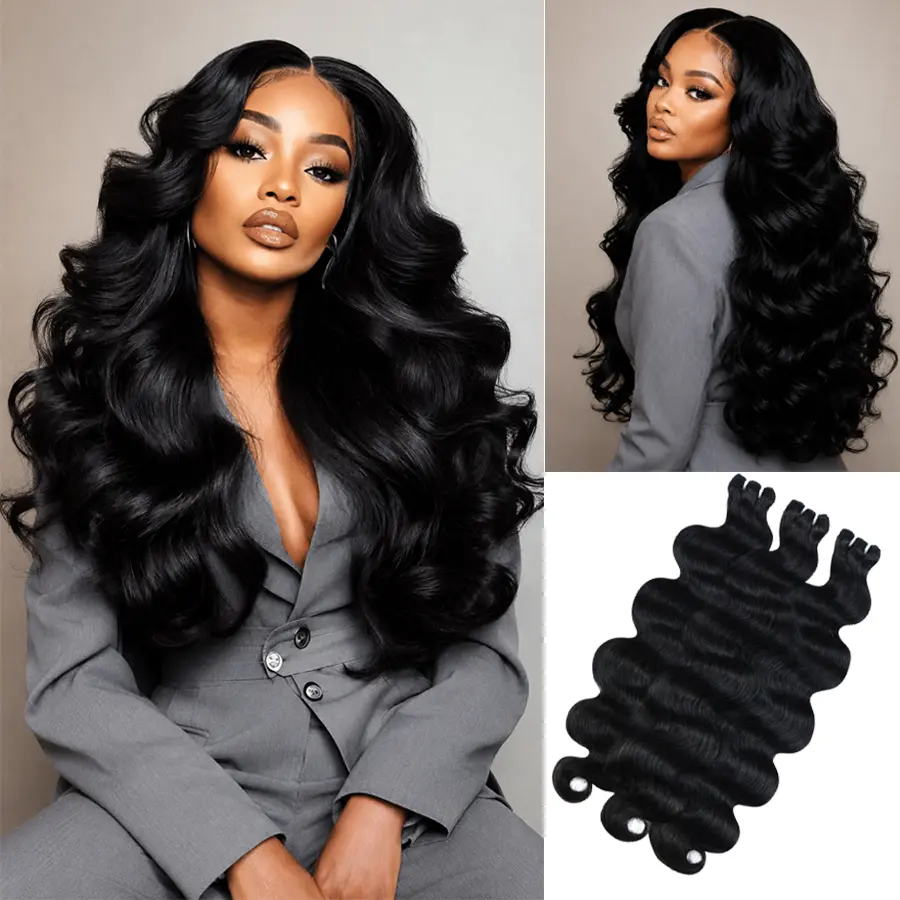 MISS ROLA 16A Raw Human Hair Double Drawn Body Wave Vietnamese Hair 4 Bundles, Double Wefted, Premium 100% Unprocessed Virgin Hair Extensions, Thick Full Ends, Natural Black Silky Soft, Luxury Reusable