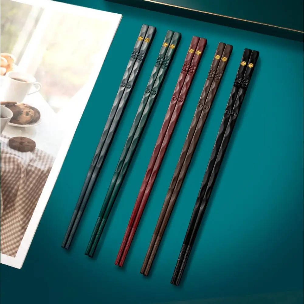 Flower Pattern Glass Fiberglass Chopstick, 5 Pairs Reusable Chopsticks, Non-slip Chopsticks for Home Use, Kitchen Tools, Back to School Essentials, Ki