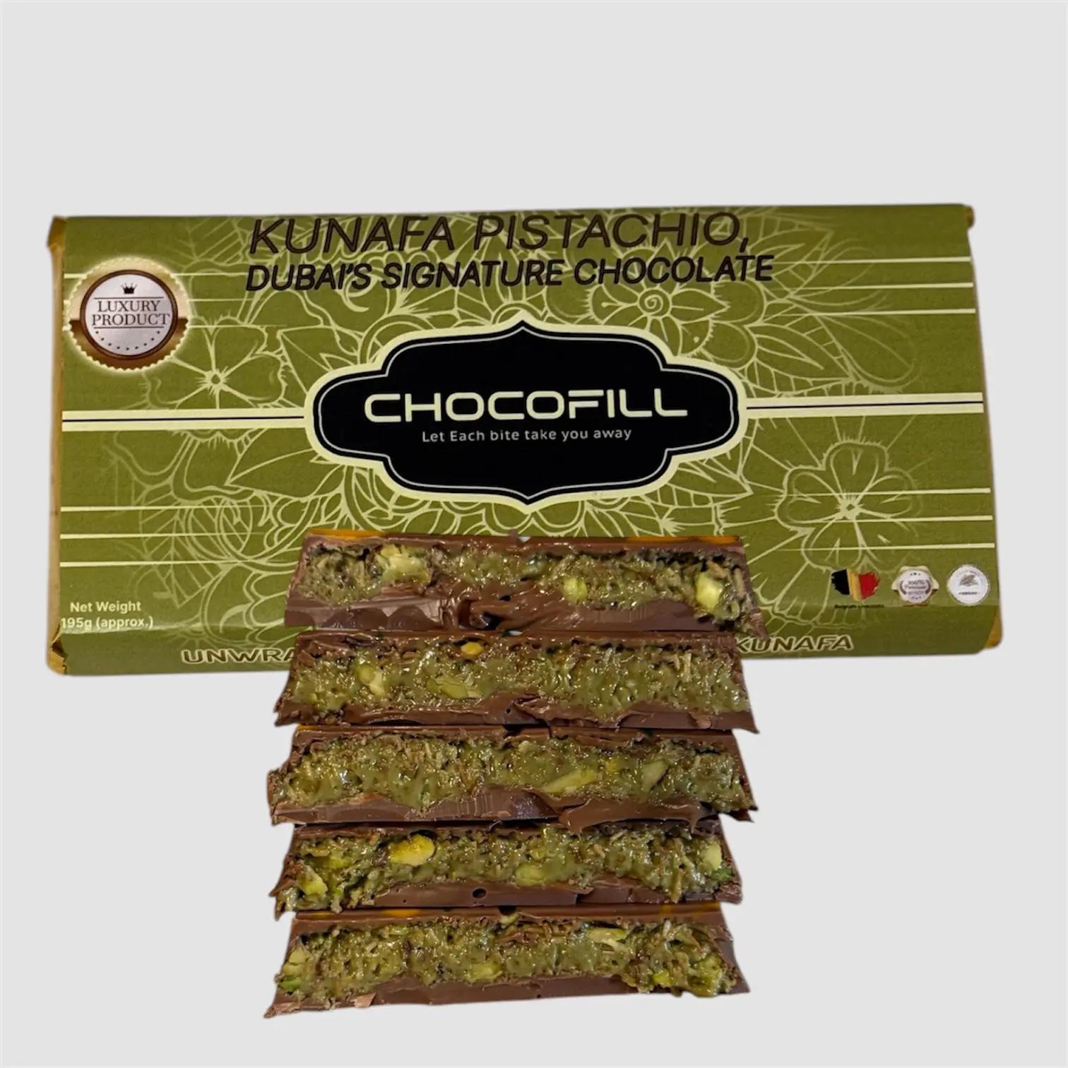PistaChoco Dessert Kunafa pistachio  Dubai's Signature chocolate Snack