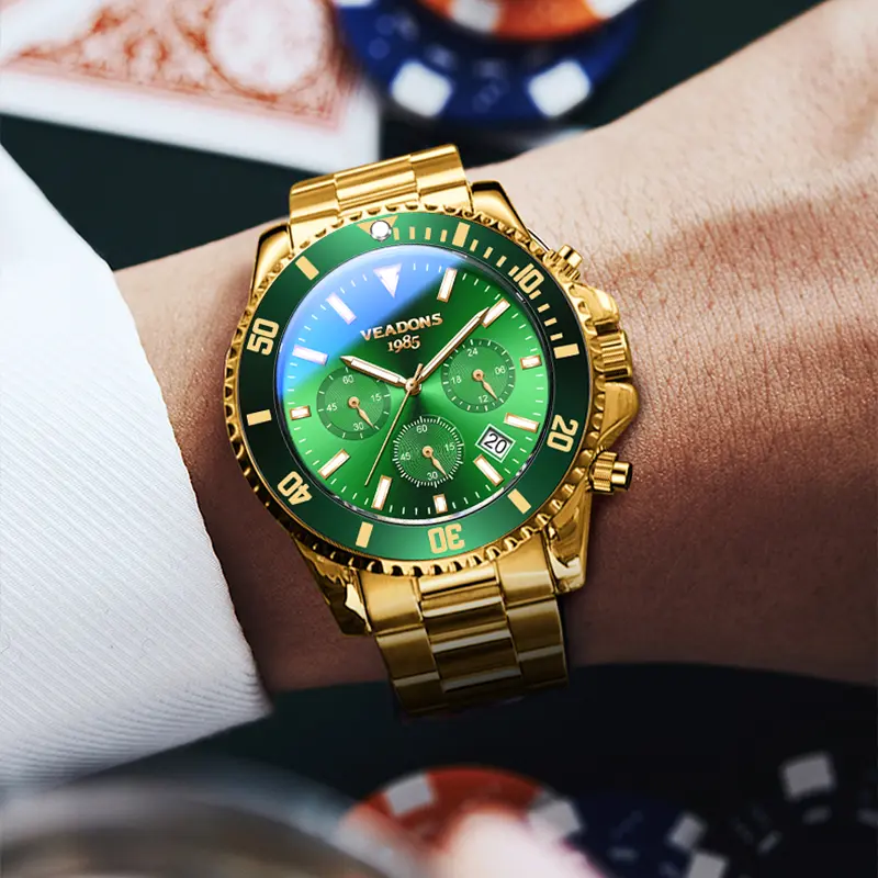 Veadons Mechanical Watch Men's Luxury Dress Watch, Green Dial, Suitable for Parties, Daily Wear & Decoration,Unidirectional rotating timing ring Waterproof Luminous Large Dial Boss Wristwatch summer business trendy choice class watch - Veadons Mechanical Watch Men's Luxury Dress Watch, Green Dial, Suitable for Parties, Daily Wear & Decoration,Unidirectional rotating timing ring Waterproof Luminous Large Dial Boss Wristwatch summer business trendy choice class watch -