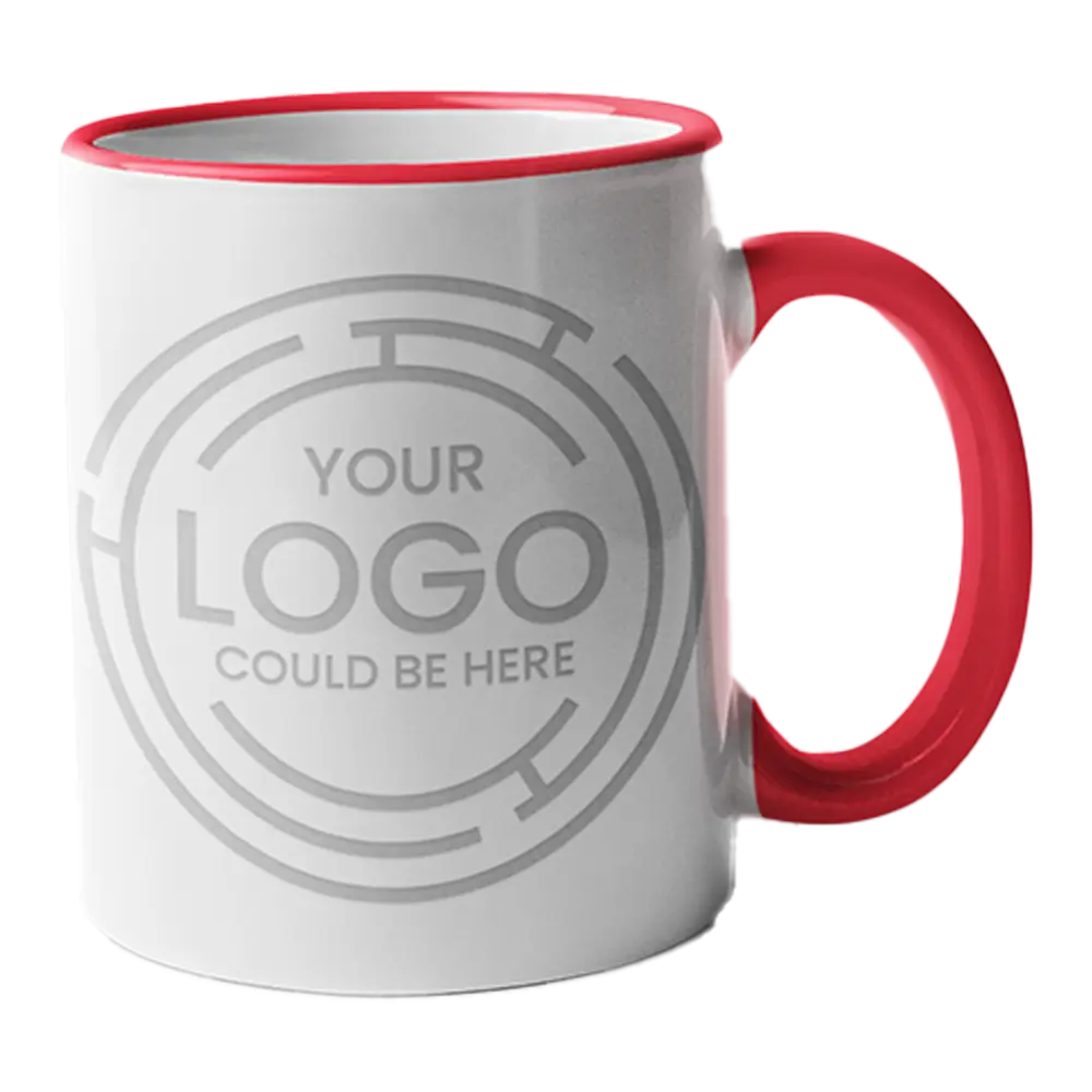 White Porcelain Mug - Colored Handle and Inner 11 oz