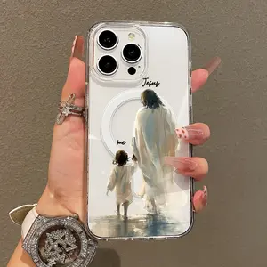 Magnetic Soft Case for iPhone11/12/13/14/15/16/promax, Jesus and me MagSafe Compatible,Aesthetic Pattern Design Lightweight,AntiScratch,and Trendy