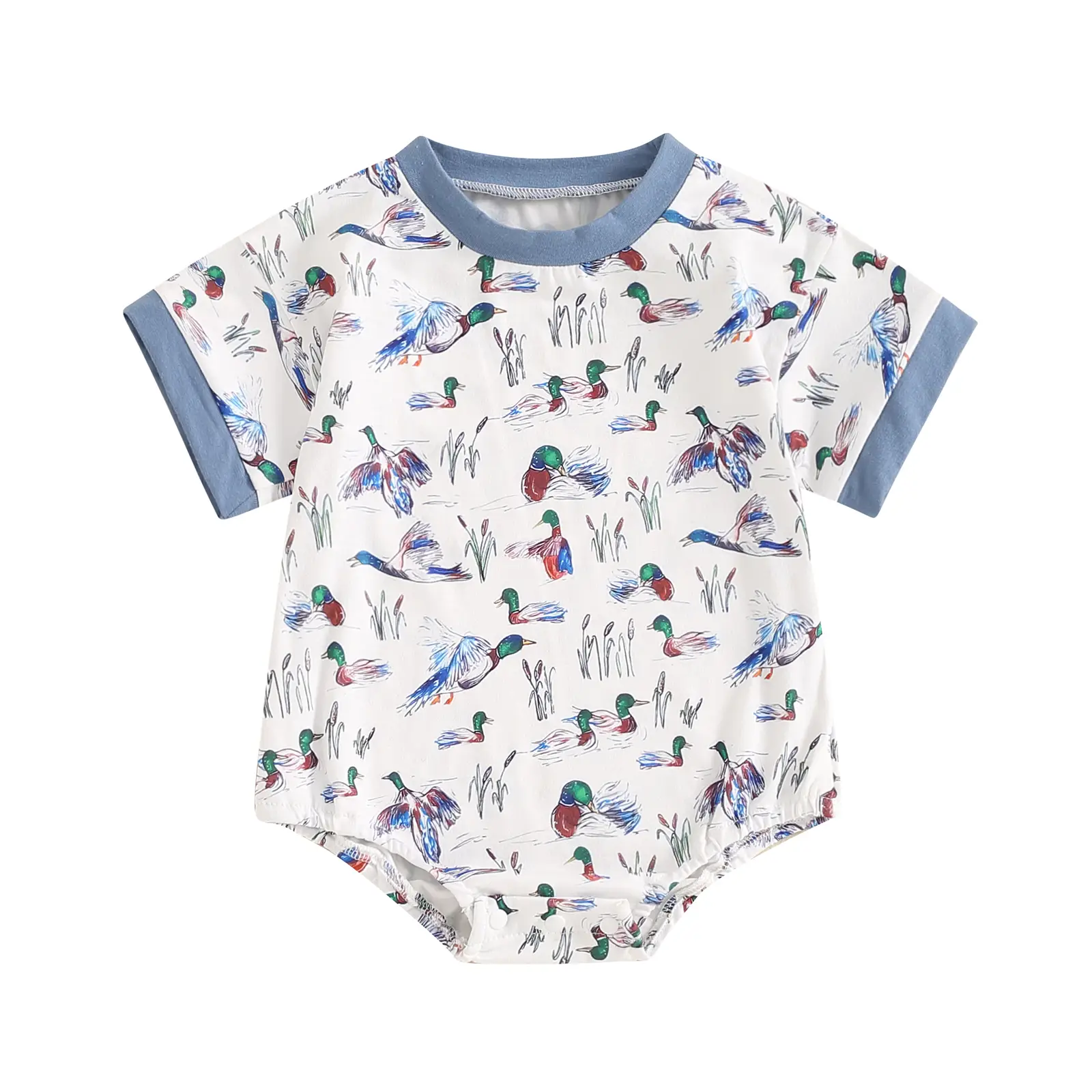 Baby Boy Romper Summer Clothes Outfits, Short Sleeve Crew Neck Duck Print Summer Bodysuit Clothes for Casual Daily