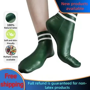 Natural latex socks with high elasticity and metallic green color turtleneck  skirt  leg  warmers