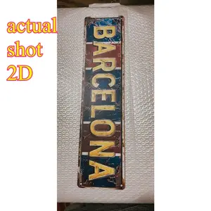 Barcelona Football Aluminum Sign 40x10cm Spanish City Wall Art Home Decor Products for Man Cave Bar