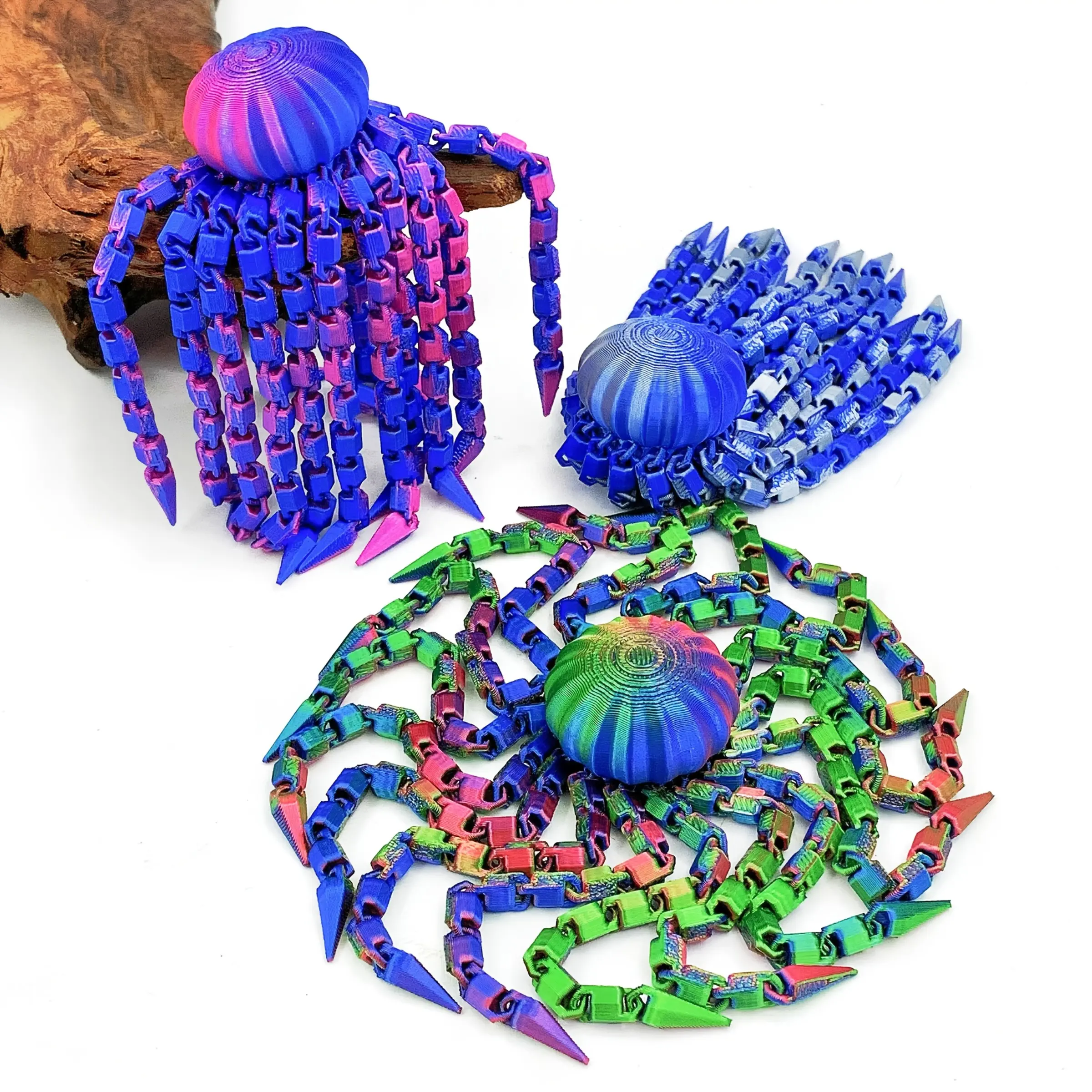 3D Printed Squid Figurine, Cute Gradient Colors, Perfect Gift for Ages 14+, Model Kit Collection, Durable Plastic, No Power Needed