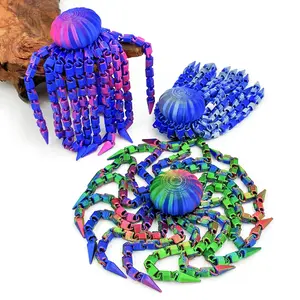 3D Printed Cute Octopus Figurine, Vibrant Gradient Colors, Perfect Gift for Ages 14+, Model Kit Collection, Durable Plastic, No Power Needed, Collectible Room Decor