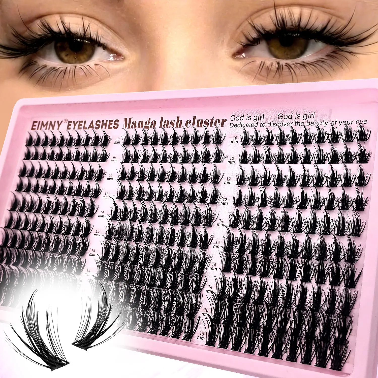 Natural Anime Cosplay False High Quality Eyelashes Set, Manga Anime Lashes, 300pcs Soft Fine Fairy Lash Extensions, CC Curve 10-16mm, Single Root Lashes