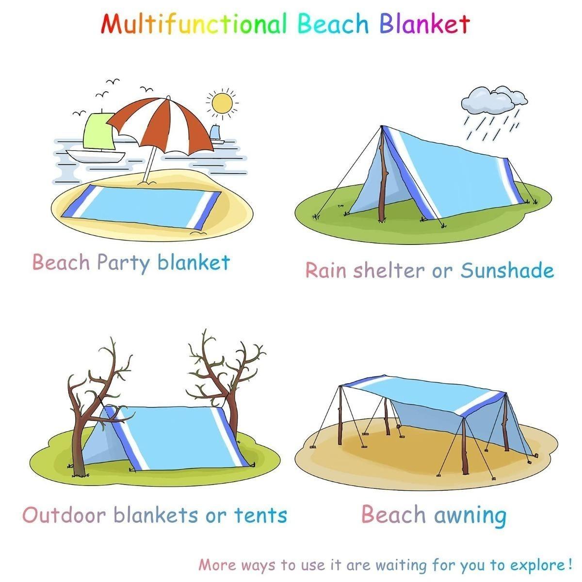 Waterproof Picnic Blanket Outdoor Camping Mat Foldable Beach Mat Pocket Size Portable Travel Ground Sheet for Lawn Park Hiking