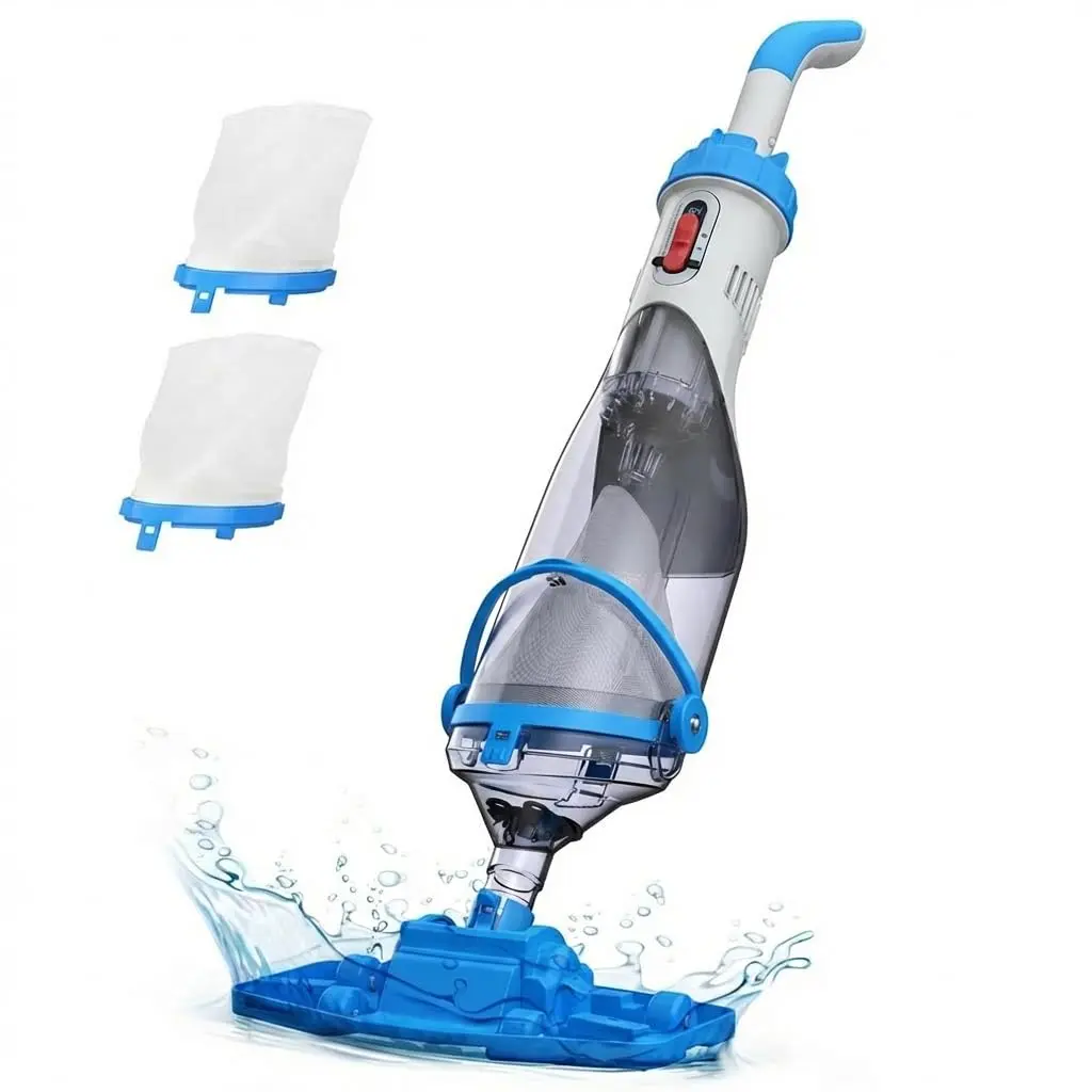 Pool Vacuum for Above Ground & in Ground Pool,Handheld Rechargeable Pool Cleaner with LED Light New Chassis, 20 Gallons/Min, Telescopic Pole Cordless Cleaner for Hot Tubs, Spa,Ideal for Leaves, Debris
