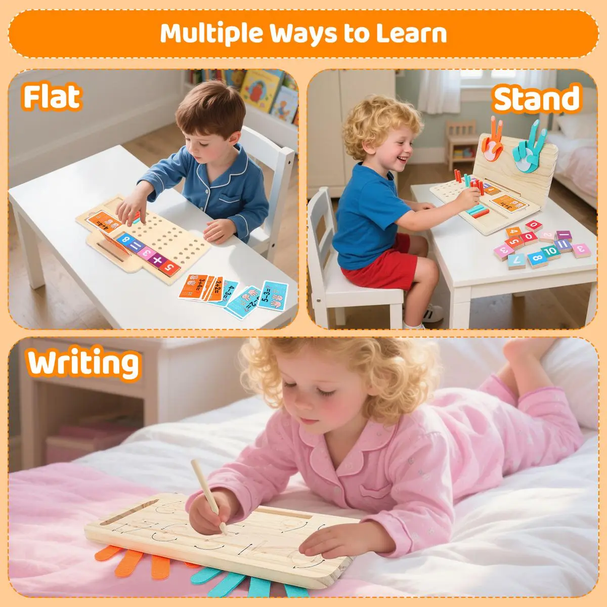Multifunction Wooden Colorful Educational Math Manipulatives Number Counting Blocks 1 Set Finger Counting Montessori Toys for Kids Aged 3-5 Years Learning Materials Birthday Gifts