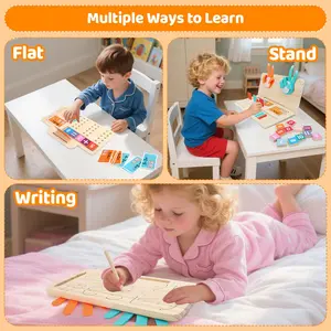 Multifunction Wooden Colorful Educational Math Manipulatives Number Counting Blocks 1 Set Finger Counting Montessori Toys for Kids Aged 3-5 Years Learning Materials Birthday Gifts