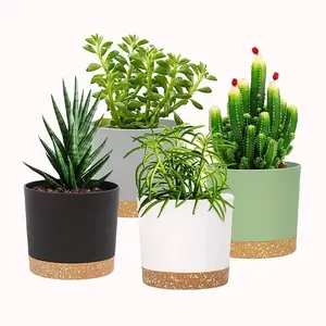 Plant Pot Set, 4 Counts/set Modern Simple Plant Pot with Drainage Hole & Removable Base, Decorative Garden Planter for Indoor Outdoor, Outdoor Planters, Home Decor Pots, Flower Pot