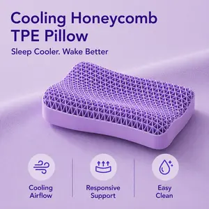 Cooling Honeycomb TPE Pillow, Ergonomic Neck Support Pillow, Breathable & Fully Washable, High-Elastic Cervical Pillow for Side & Back Sleepers