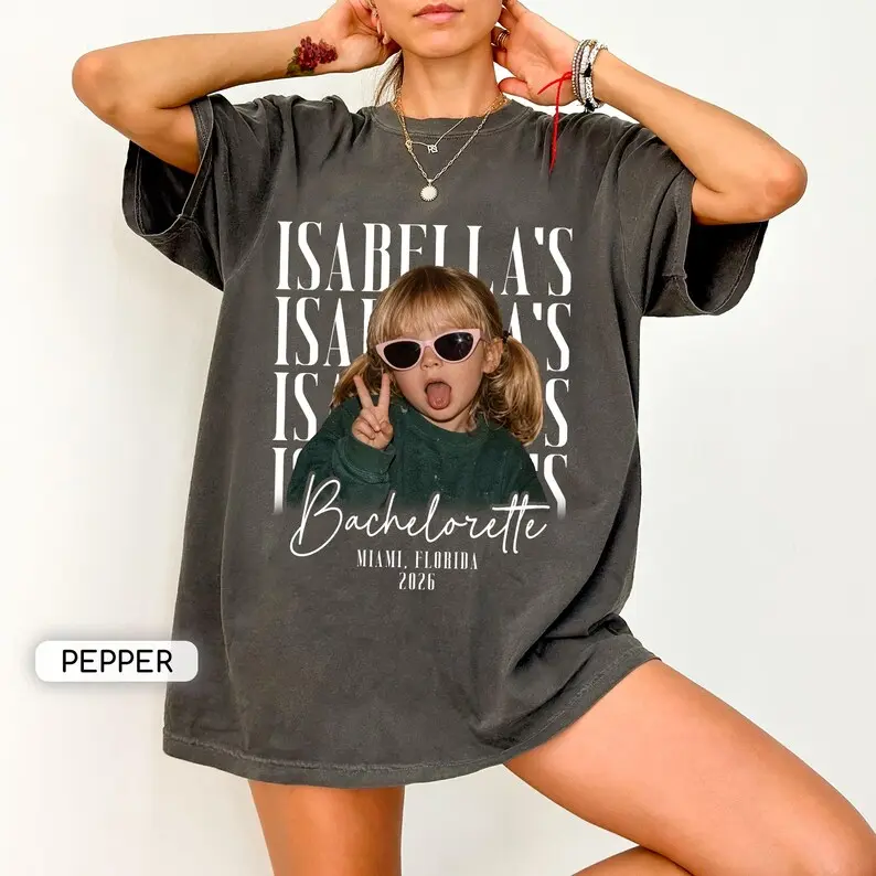 Custom Photo Bachelorette Shirts, Comfort Colors Bridal Party T-Shirts, Personalized Bach Club Graphic Tees, Photo Bride Shirt, Custom Party Apparel