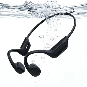 Swimming Headphones-Bone Conduction Headphones Bluetooth V6.0 Open Ear Sports Headset, IP68 Waterproof Built-in MP3 Player 32G Memory, for Running, Cycling (Black)