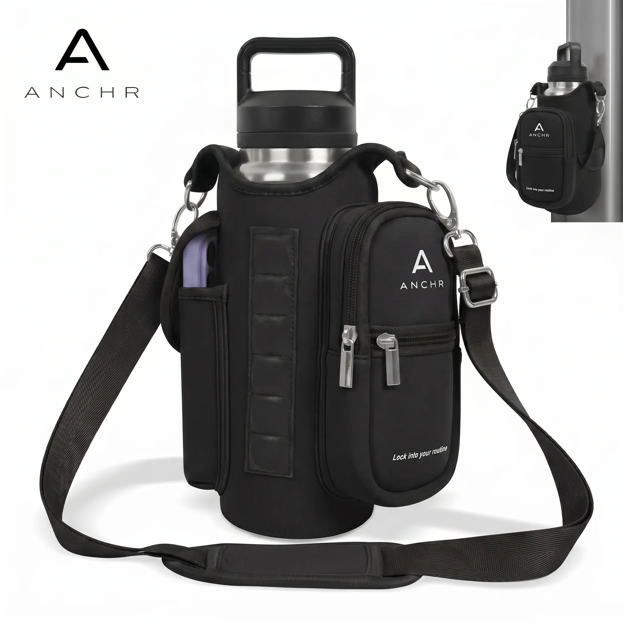 Premium Magnetic Gym Bag Compact Design with Zippered Pocket Durable Material Crossbody Pouch for Fitness Travel Outdoor Activities