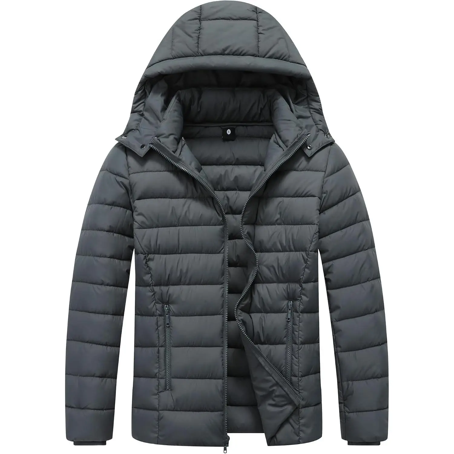 Men’s Quilted Down Coat Puffer Jacket | Lightweight, Waterproof, Windproof, Detachable Hood, Warm for Winter Travel(Gift)