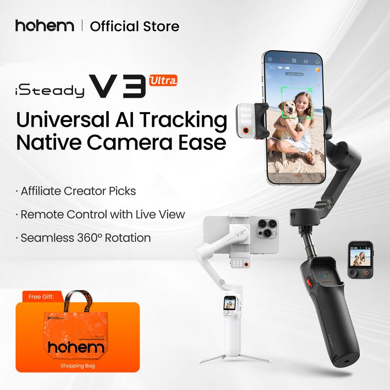 hohem iSteady V3 Ultra NEW Gimbal,Detachable Touchscreen Remote,Advanced AI Tracking with any App,360° Infinite Pan Tracking,Select People&Obeject on Touchscreen to Track,3-Color Fill Light,3-Axis Stabilization hohem iSteady V3 Ultra NEW Gimbal,Detachable Touchscreen Remote,Advanced AI Tracking with any App,360° Infinite Pan Tracking,Select People&Obeject on Touchscreen to Track,3-Color Fill Light,3-Axis Stabilization