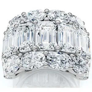 12.30Ct Diamond Wide Fashion Ring Emerald & Oval Cut Gold Lab Grown Band