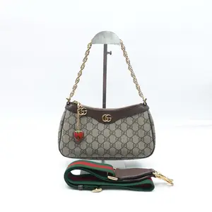 Pre-owned GUCCI Coated Canvas Shoulder Bags Ophidia Strawberry Charm Brown Shoulder Bag T10357698