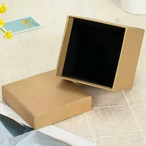 Kraft Paper Gift Box, Square Lidded Box, Simple Retro Design, Universal Packaging Box, Ideal for Gifts and Presents