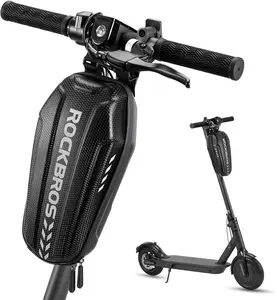ROCKBROS Scooter Storage Bag, Water Resistant Front Hanging Bag for Xiaomi M365/M365 Pro/Segway ES/Folding Bike, 2L/3L Capacity, PU+EVA Fabric, Reflective Logo Design