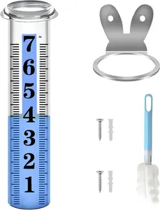 Accurate Rain Gauge Outdoor,7" Rain Gauges Outdoors  Rated with Stainless Steel Rack Holder, Thickened Plastic Large Precise rain Measure Guage for Yard Fence Garden Lawn Farm