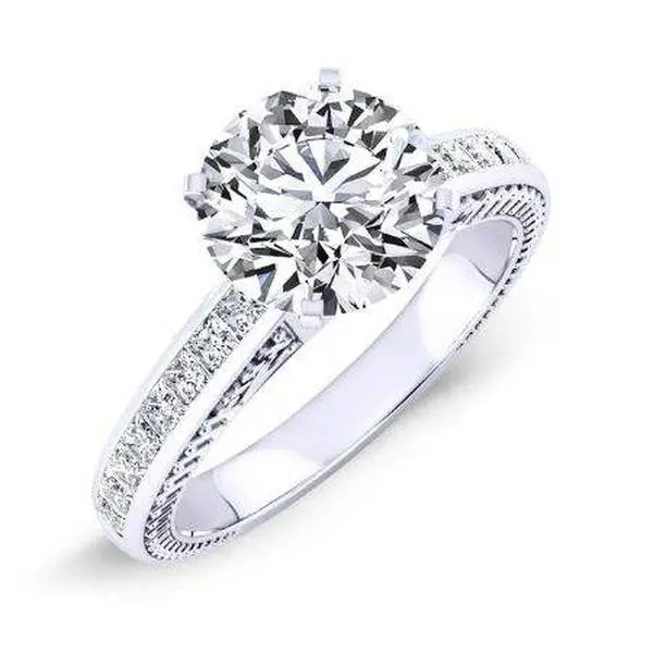 Peony - Round Moissanite Engagement Ring