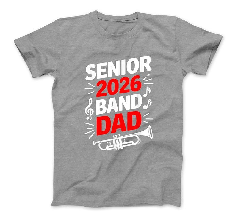 Senior 2026 Band Dad Marching Band Class Of 2026 Papa Red T-Shirt