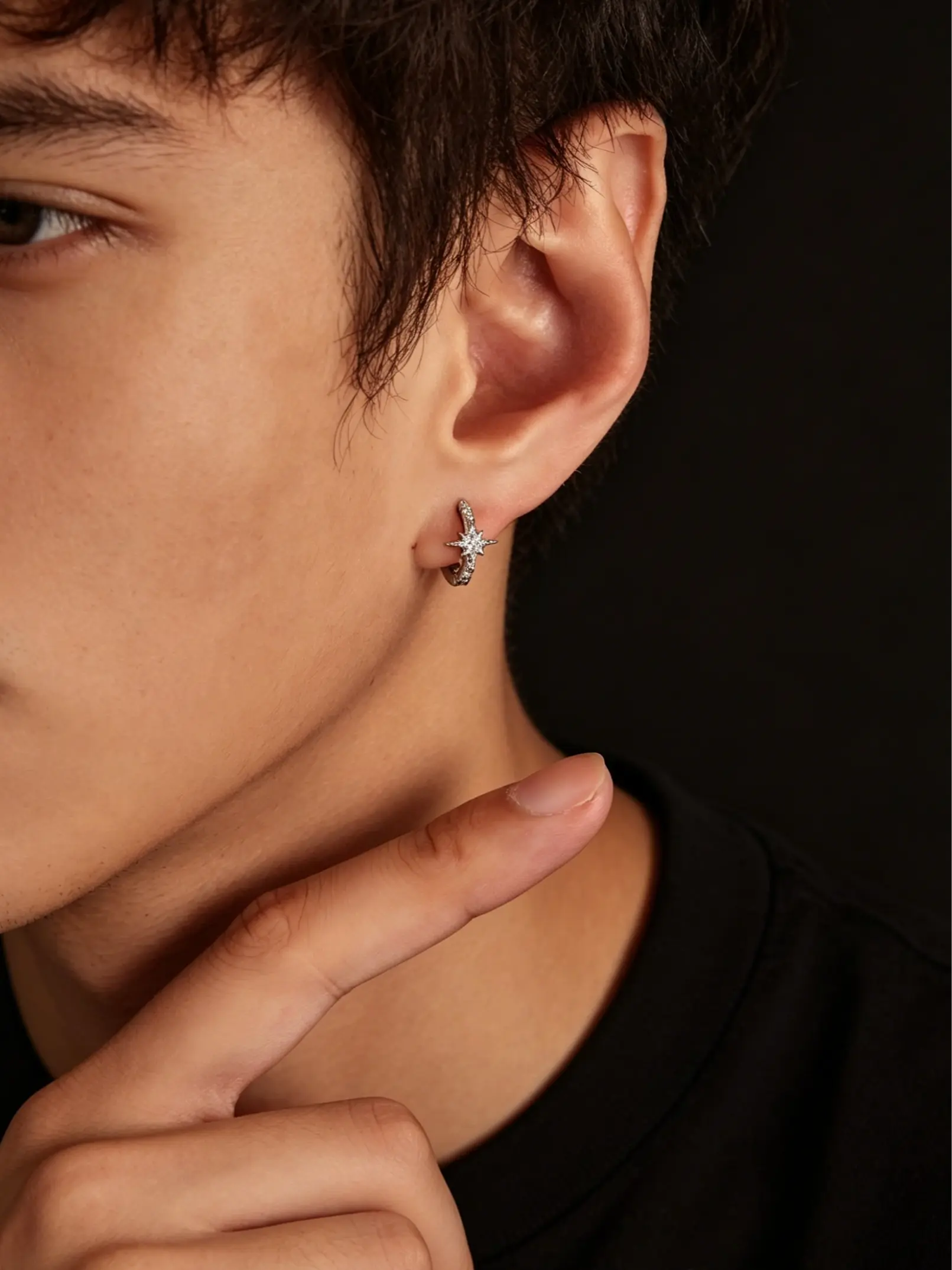 13mm Small Star Gold Hoop Earrings Unique Design Earrings for Men Women Streetwear Punk Hip Hop Unisex Earrings Fashion Jewelry Earrings Punk Style Earrings Hoops Shape Earrings Hoop Shape Earrings