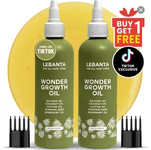 Lebanta Batana Oil For Hair Growth 2PK - 100% Pure, Raw & Natural Blend With Organic Castor, Pumpkin Seed, Coconut and Rosemary Oil - Thicker, Stronger Hair For Men & Women Scalp (2 Pack) Haircare Serum