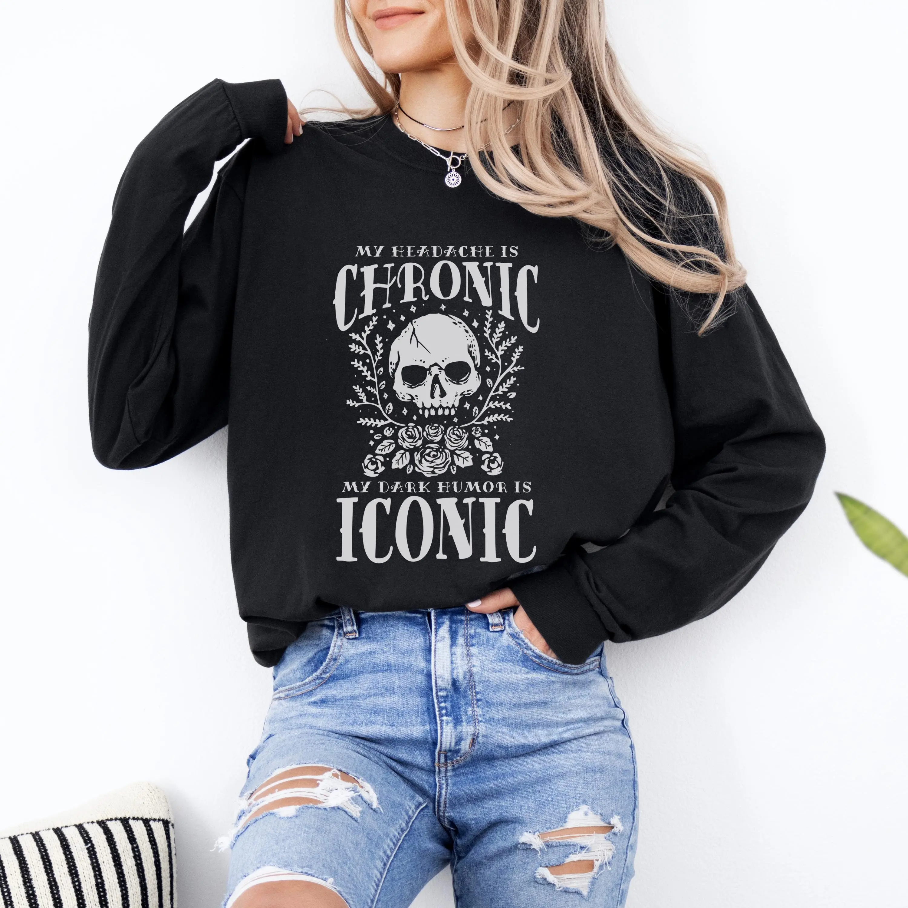Chronic Migraine Shirt Goth Migraine Shirt My Head Hurts Cluster Headache Survivor Gifts Brain Injury Iih Chiari Malformation WChiarMalfo